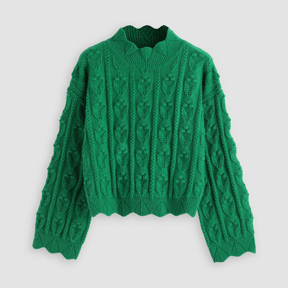 Green Flower Stitch Sweater