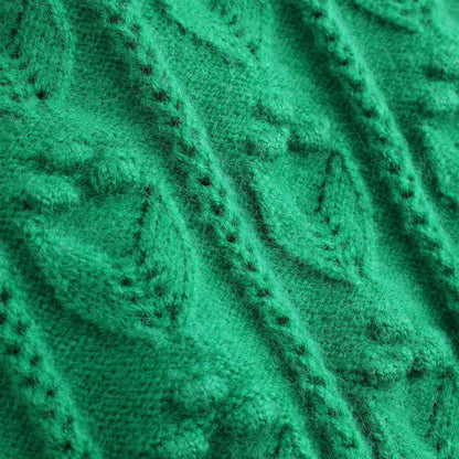 Green Flower Stitch Sweater