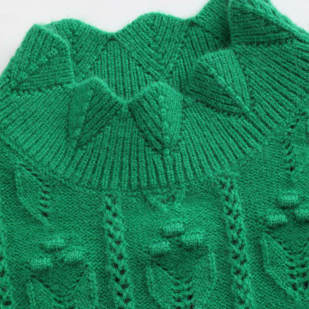 Green Flower Stitch Sweater