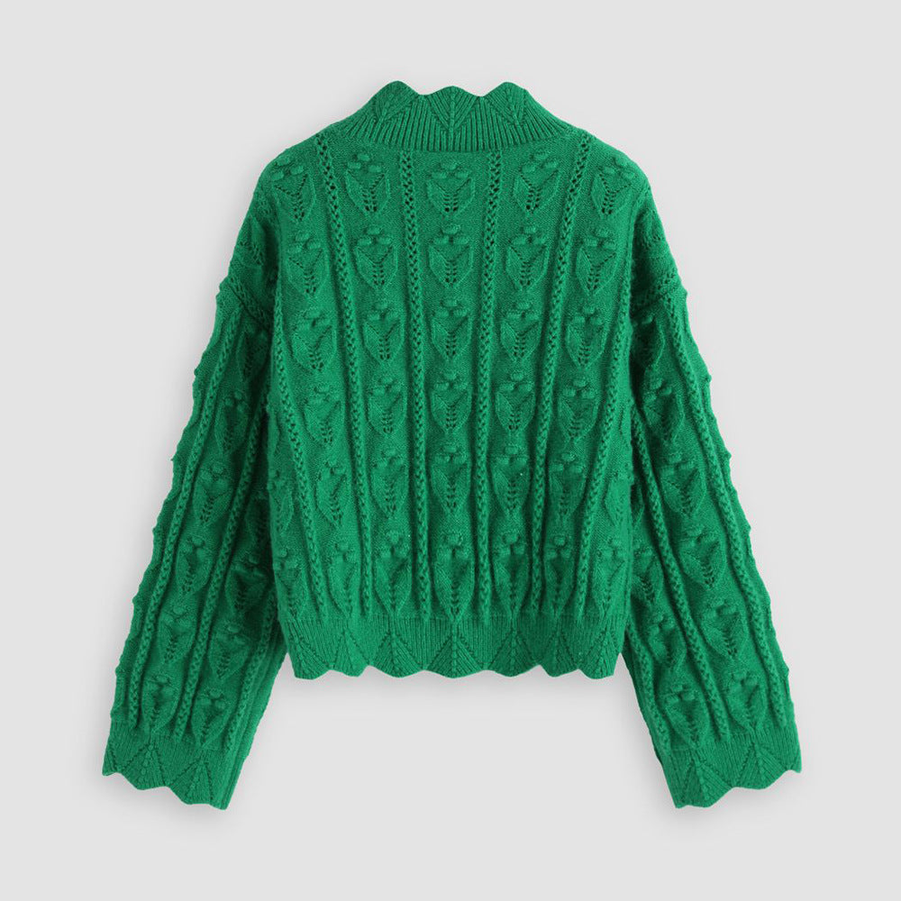 Green Flower Stitch Sweater